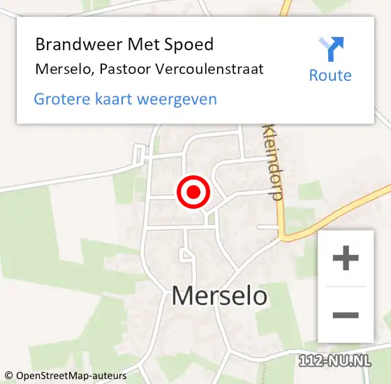 Locatie op kaart van de 112 melding: Brandweer Met Spoed Naar Merselo, Pastoor Vercoulenstraat op 12 augustus 2024 19:43