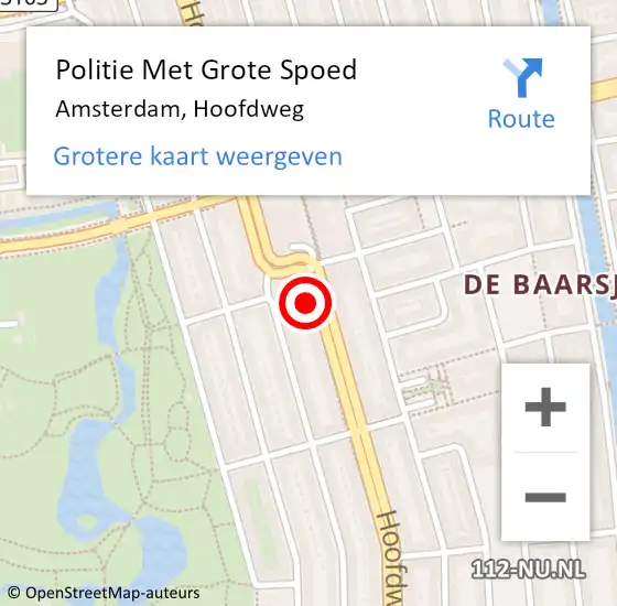 Locatie op kaart van de 112 melding: Politie Met Grote Spoed Naar Amsterdam, Hoofdweg op 12 augustus 2024 19:46