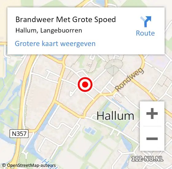 Locatie op kaart van de 112 melding: Brandweer Met Grote Spoed Naar Hallum, Langebuorren op 12 augustus 2024 20:00