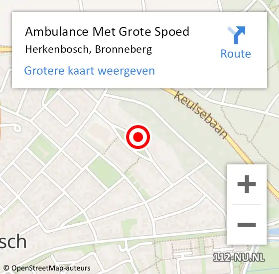 Locatie op kaart van de 112 melding: Ambulance Met Grote Spoed Naar Herkenbosch, Bronneberg op 12 augustus 2024 20:32