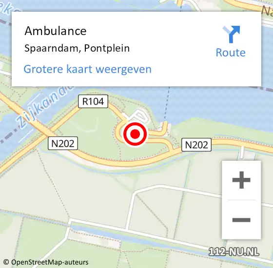 Locatie op kaart van de 112 melding: Ambulance Spaarndam, Pontplein op 12 augustus 2024 20:40