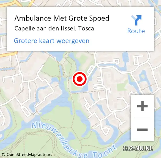 Locatie op kaart van de 112 melding: Ambulance Met Grote Spoed Naar Capelle aan den IJssel, Tosca op 12 augustus 2024 20:47