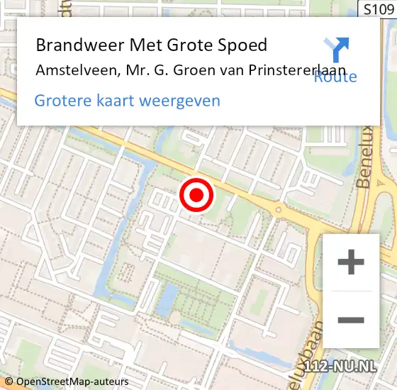 Locatie op kaart van de 112 melding: Brandweer Met Grote Spoed Naar Amstelveen, Mr. G. Groen van Prinstererlaan op 12 augustus 2024 20:51