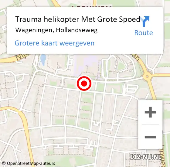 Locatie op kaart van de 112 melding: Trauma helikopter Met Grote Spoed Naar Wageningen, Hollandseweg op 12 augustus 2024 20:52