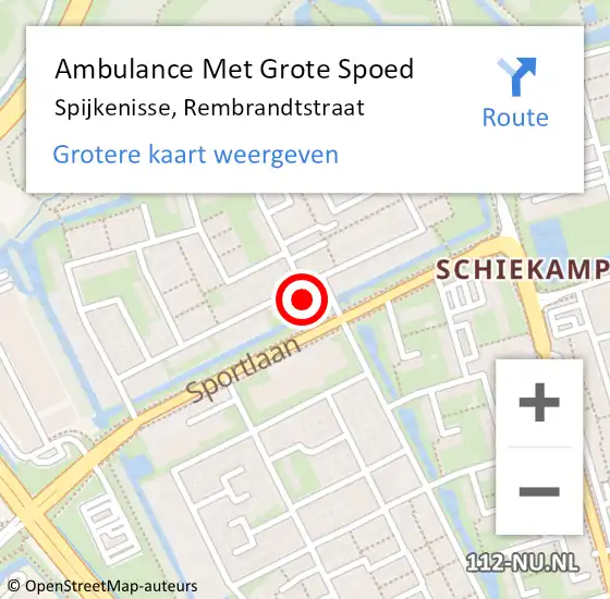 Locatie op kaart van de 112 melding: Ambulance Met Grote Spoed Naar Spijkenisse, Rembrandtstraat op 12 augustus 2024 20:57