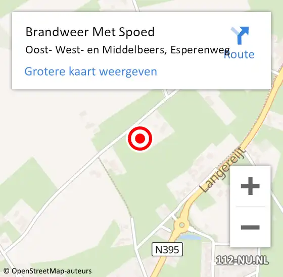 Locatie op kaart van de 112 melding: Brandweer Met Spoed Naar Middelbeers, Esperenweg op 12 augustus 2024 21:03