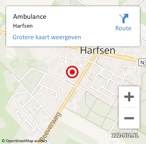 Locatie op kaart van de 112 melding: Ambulance Harfsen op 12 augustus 2024 21:12