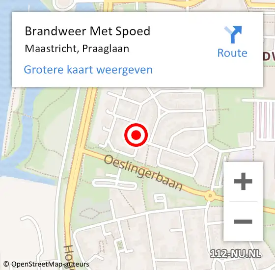 Locatie op kaart van de 112 melding: Brandweer Met Spoed Naar Maastricht, Praaglaan op 12 augustus 2024 21:26