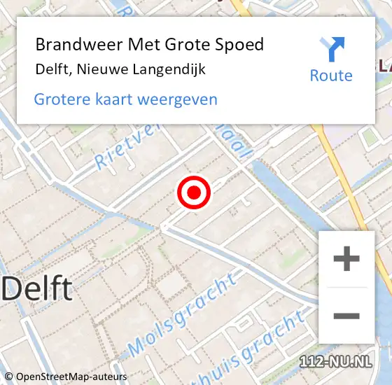 Locatie op kaart van de 112 melding: Brandweer Met Grote Spoed Naar Delft, Nieuwe Langendijk op 12 augustus 2024 21:37