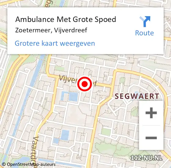 Locatie op kaart van de 112 melding: Ambulance Met Grote Spoed Naar Zoetermeer, Vijverdreef op 12 augustus 2024 21:38