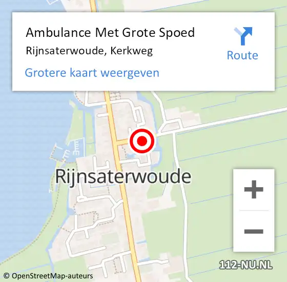 Locatie op kaart van de 112 melding: Ambulance Met Grote Spoed Naar Rijnsaterwoude, Kerkweg op 12 augustus 2024 21:41