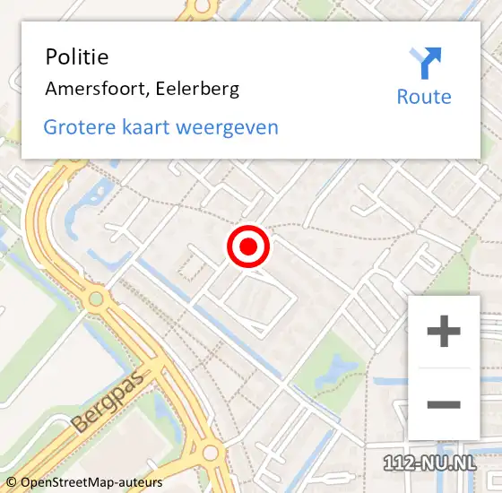 Locatie op kaart van de 112 melding: Politie Amersfoort, Eelerberg op 12 augustus 2024 21:42