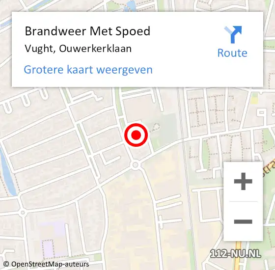 Locatie op kaart van de 112 melding: Brandweer Met Spoed Naar Vught, Ouwerkerklaan op 12 augustus 2024 21:42