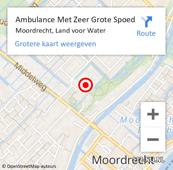 Locatie op kaart van de 112 melding: Ambulance Met Zeer Grote Spoed Naar Moordrecht, Land voor Water op 12 augustus 2024 22:00