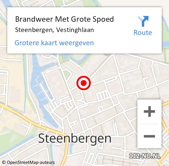 Locatie op kaart van de 112 melding: Brandweer Met Grote Spoed Naar Steenbergen, Vestinghlaan op 12 augustus 2024 22:04