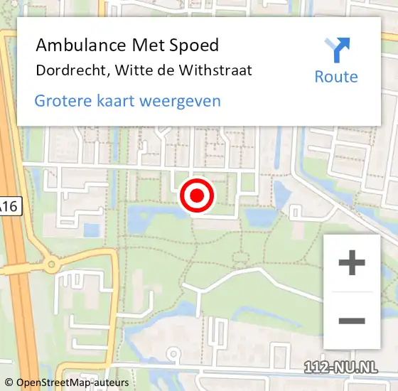 Locatie op kaart van de 112 melding: Ambulance Met Spoed Naar Dordrecht, Witte de Withstraat op 12 augustus 2024 22:12