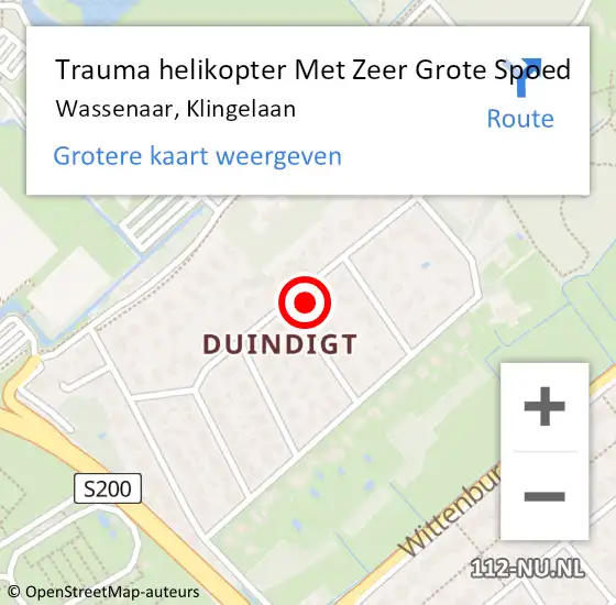 Locatie op kaart van de 112 melding: Trauma helikopter Met Zeer Grote Spoed Naar Wassenaar, Klingelaan op 12 augustus 2024 22:16