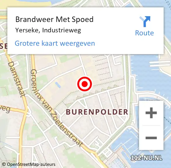 Locatie op kaart van de 112 melding: Brandweer Met Spoed Naar Yerseke, Industrieweg op 12 augustus 2024 22:46