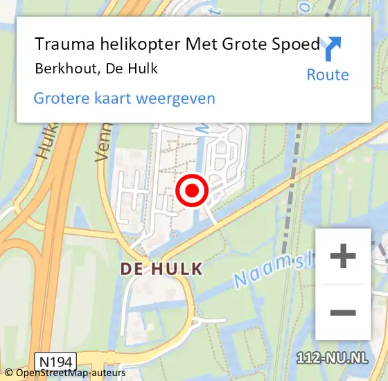 Locatie op kaart van de 112 melding: Trauma helikopter Met Grote Spoed Naar Berkhout, De Hulk op 12 augustus 2024 22:58