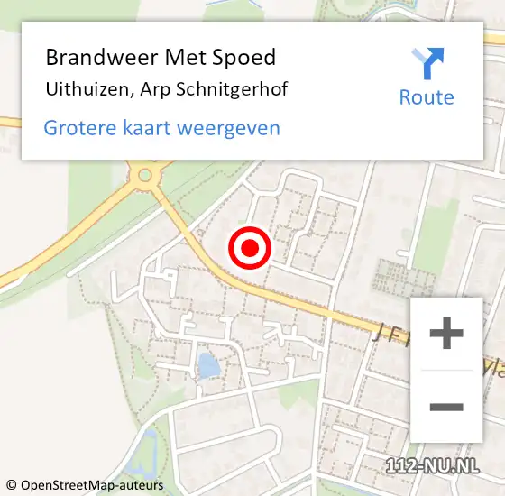 Locatie op kaart van de 112 melding: Brandweer Met Spoed Naar Uithuizen, Arp Schnitgerhof op 12 augustus 2024 23:11