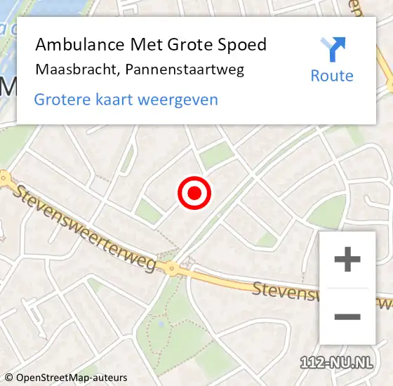 Locatie op kaart van de 112 melding: Ambulance Met Grote Spoed Naar Maasbracht, Pannenstaartweg op 12 augustus 2024 23:20