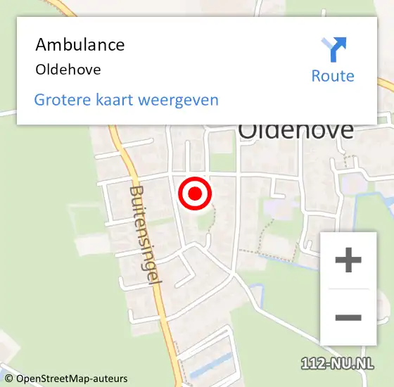 Locatie op kaart van de 112 melding: Ambulance Oldehove op 12 augustus 2024 23:31