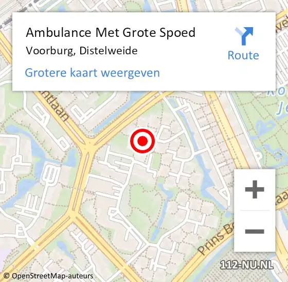 Locatie op kaart van de 112 melding: Ambulance Met Grote Spoed Naar Voorburg, Distelweide op 12 augustus 2024 23:50