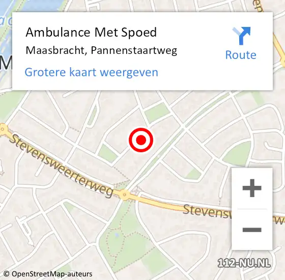 Locatie op kaart van de 112 melding: Ambulance Met Spoed Naar Maasbracht, Pannenstaartweg op 13 augustus 2024 00:07