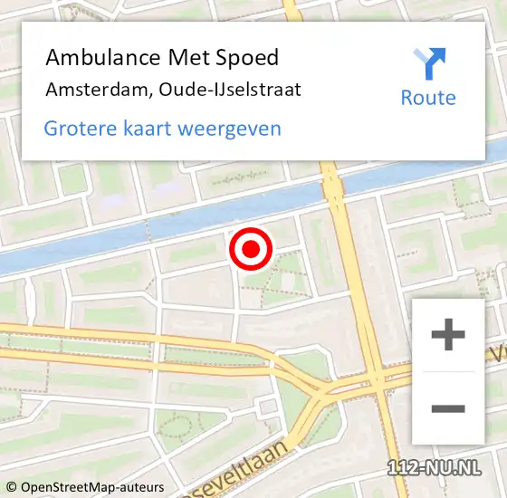 Locatie op kaart van de 112 melding: Ambulance Met Spoed Naar Amsterdam, Oude-IJselstraat op 13 augustus 2024 00:48