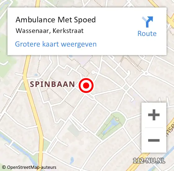 Locatie op kaart van de 112 melding: Ambulance Met Spoed Naar Wassenaar, Kerkstraat op 13 augustus 2024 01:11