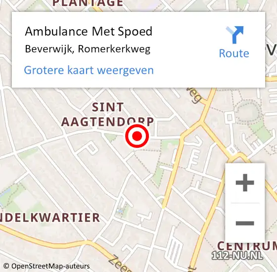 Locatie op kaart van de 112 melding: Ambulance Met Spoed Naar Beverwijk, Romerkerkweg op 13 augustus 2024 01:26