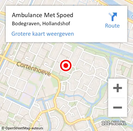 Locatie op kaart van de 112 melding: Ambulance Met Spoed Naar Bodegraven, Hollandshof op 13 augustus 2024 01:32