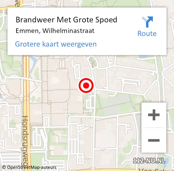 Locatie op kaart van de 112 melding: Brandweer Met Grote Spoed Naar Emmen, Wilhelminastraat op 13 augustus 2024 01:33