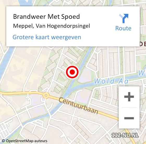 Locatie op kaart van de 112 melding: Brandweer Met Spoed Naar Meppel, Van Hogendorpsingel op 13 augustus 2024 01:39