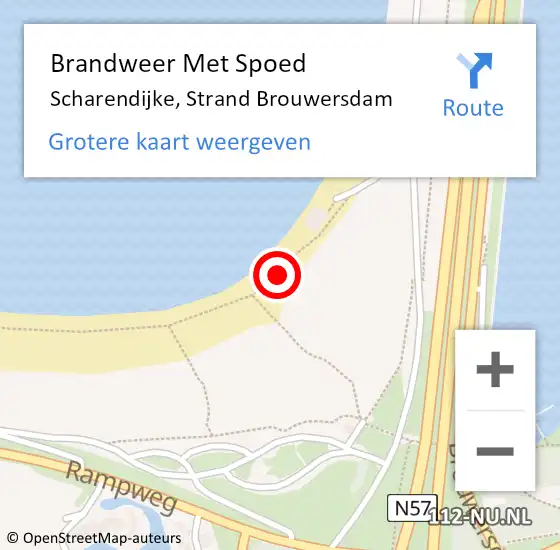 Locatie op kaart van de 112 melding: Brandweer Met Spoed Naar Scharendijke, Strand Brouwersdam op 13 augustus 2024 02:02