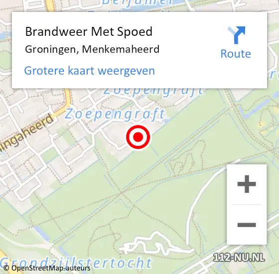 Locatie op kaart van de 112 melding: Brandweer Met Spoed Naar Groningen, Menkemaheerd op 13 augustus 2024 02:38