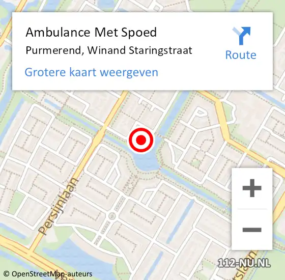 Locatie op kaart van de 112 melding: Ambulance Met Spoed Naar Purmerend, Winand Staringstraat op 13 augustus 2024 03:15