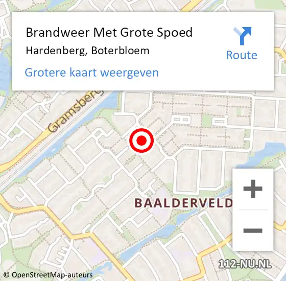 Locatie op kaart van de 112 melding: Brandweer Met Grote Spoed Naar Hardenberg, Boterbloem op 13 augustus 2024 03:22