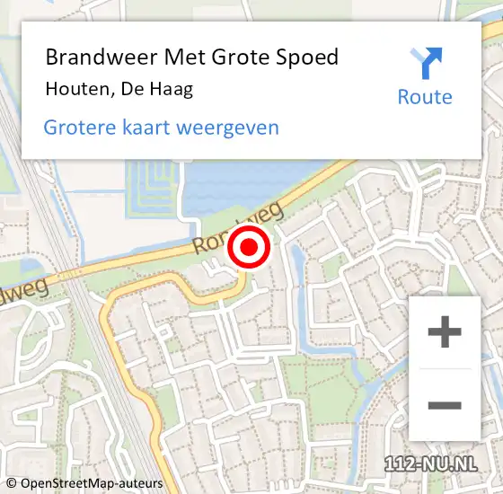 Locatie op kaart van de 112 melding: Brandweer Met Grote Spoed Naar Houten, De Haag op 13 augustus 2024 03:25