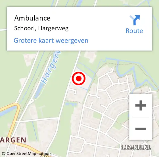 Locatie op kaart van de 112 melding: Ambulance Schoorl, Hargerweg op 13 augustus 2024 05:40