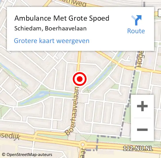 Locatie op kaart van de 112 melding: Ambulance Met Grote Spoed Naar Schiedam, Boerhaavelaan op 13 augustus 2024 05:47