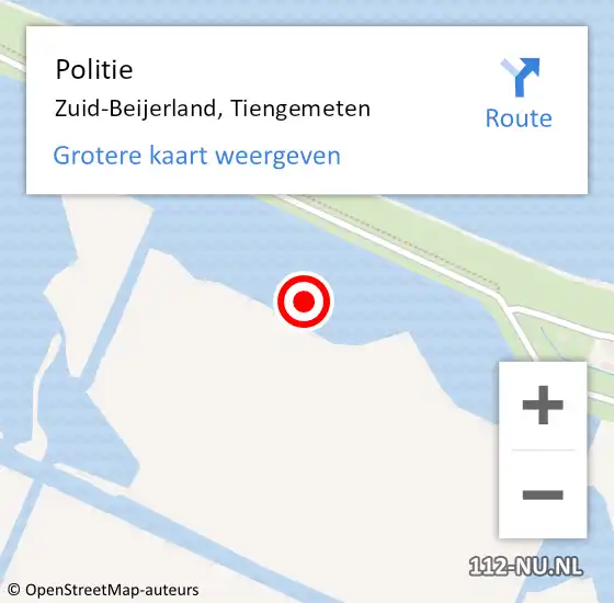 Locatie op kaart van de 112 melding: Politie Zuid-Beijerland, Tiengemeten op 13 augustus 2024 07:59