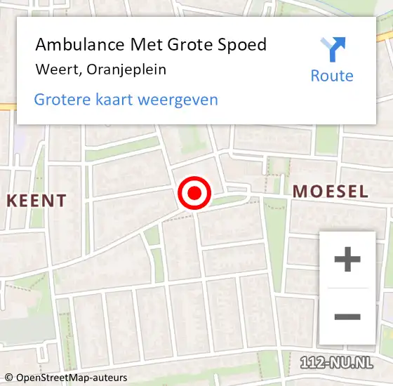 Locatie op kaart van de 112 melding: Ambulance Met Grote Spoed Naar Weert, Oranjeplein op 13 augustus 2024 08:37