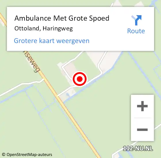 Locatie op kaart van de 112 melding: Ambulance Met Grote Spoed Naar Ottoland, Haringweg op 13 augustus 2024 08:57