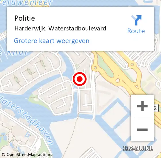 Locatie op kaart van de 112 melding: Politie Harderwijk, Waterstadboulevard op 13 augustus 2024 08:58