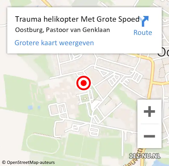 Locatie op kaart van de 112 melding: Trauma helikopter Met Grote Spoed Naar Oostburg, Pastoor van Genklaan op 13 augustus 2024 09:11