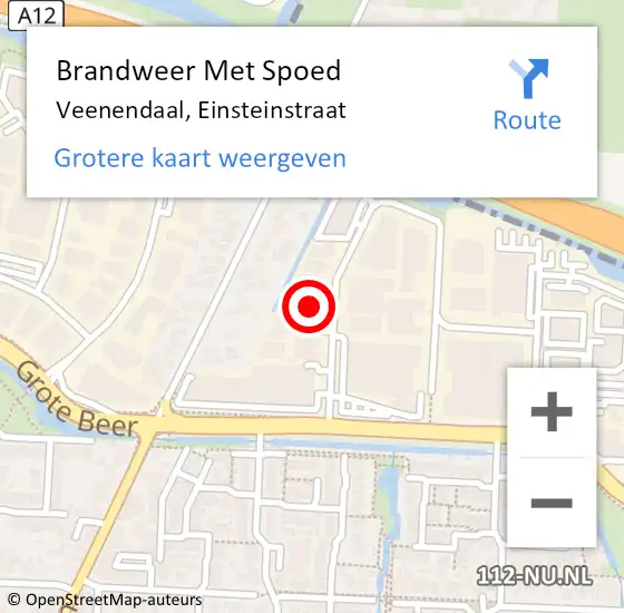 Locatie op kaart van de 112 melding: Brandweer Met Spoed Naar Veenendaal, Einsteinstraat op 13 augustus 2024 09:11