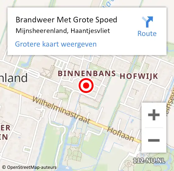 Locatie op kaart van de 112 melding: Brandweer Met Grote Spoed Naar Mijnsheerenland, Haantjesvliet op 13 augustus 2024 09:12