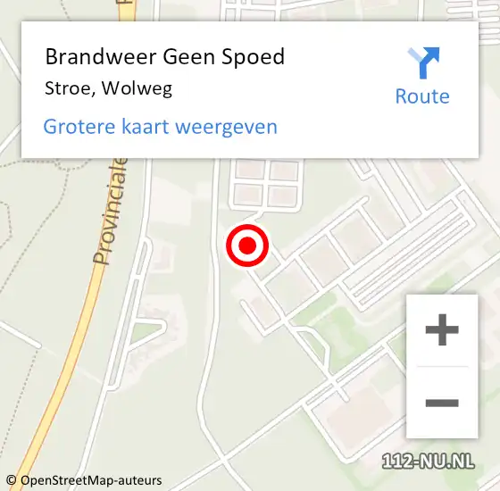 Locatie op kaart van de 112 melding: Brandweer Geen Spoed Naar Stroe, Wolweg op 13 augustus 2024 09:22