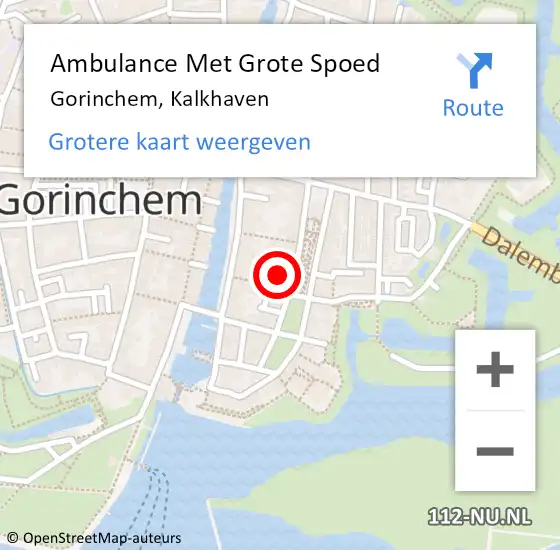 Locatie op kaart van de 112 melding: Ambulance Met Grote Spoed Naar Gorinchem, Kalkhaven op 13 augustus 2024 09:30